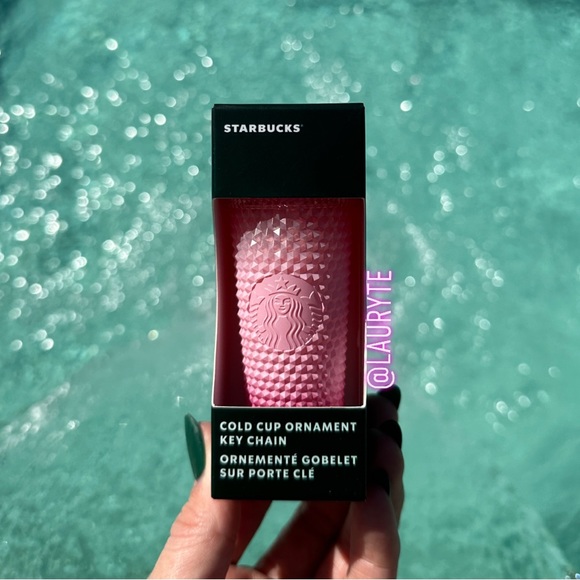 Starbucks 2022 Holiday Waxberry Blush Pink Ombre Studded Venti Tumbler Keychain - Picture 2 of 5